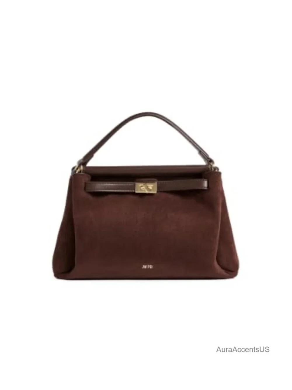 Faux Suede Top Handle Satchel Purse with Crossbody Strap